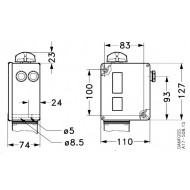 DANFOSS 017-523766 — Реле давления RT для тяжелых условий эксплуатации, диапазон настройки уставки 0,2-6 бар, дифференциал 0,25-1,2 бар, присоединение G 3/8 017-523766