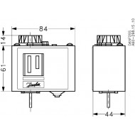 DANFOSS 060L124866 — Реле температуры (термостат) KP 61, IP 30/44, диапазон регулирования -30...15 °C, длина трубки 4 м 060L124866